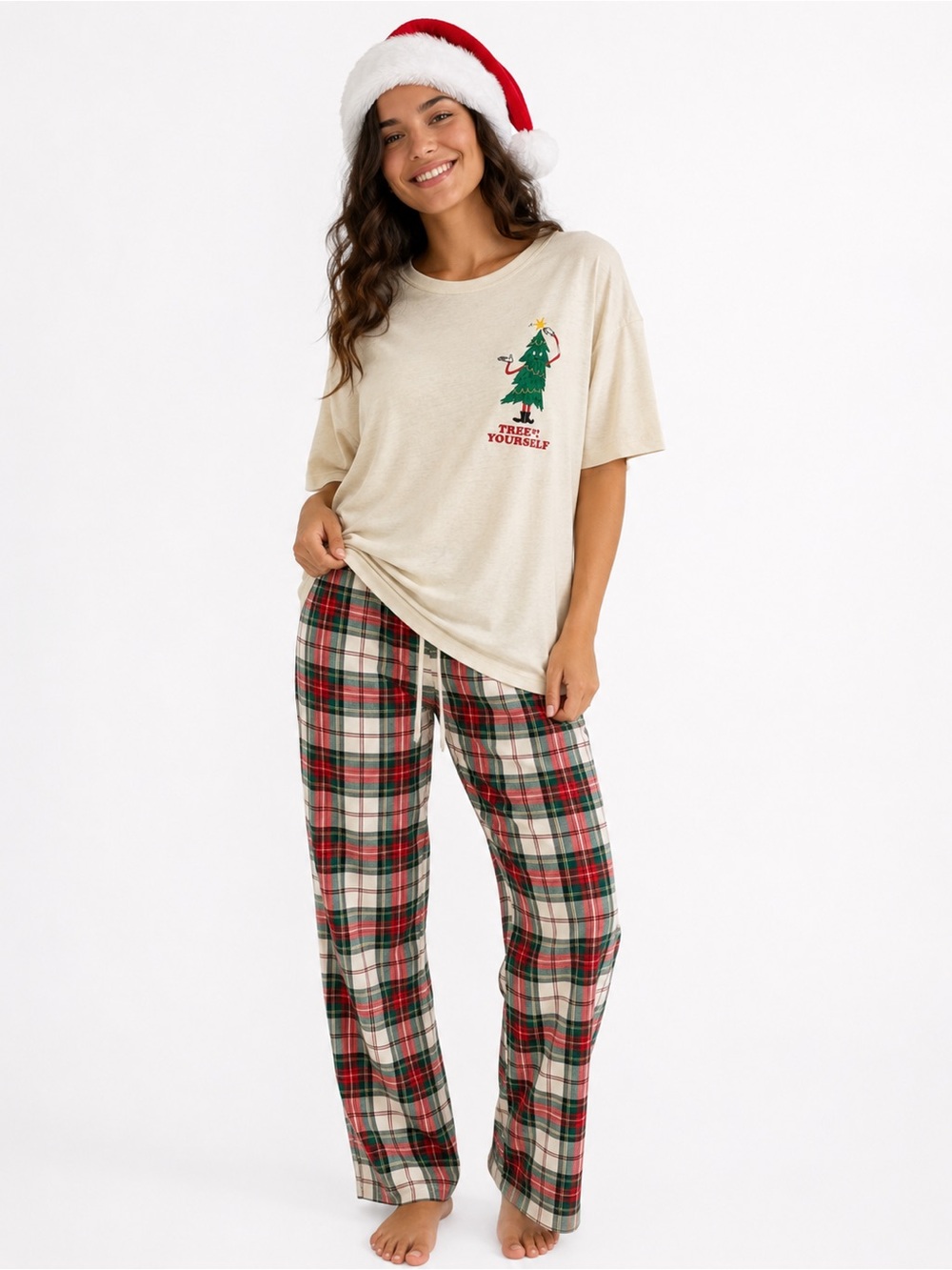 Old Navy Women’s Christmas Graphic Tee in Egg Nog Cream Sz M